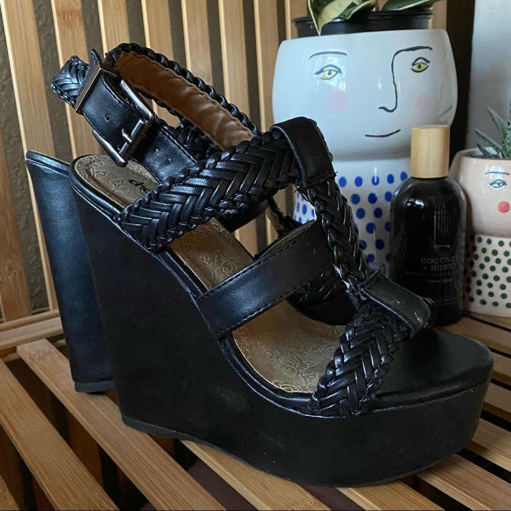 Black Wedge Sandals
